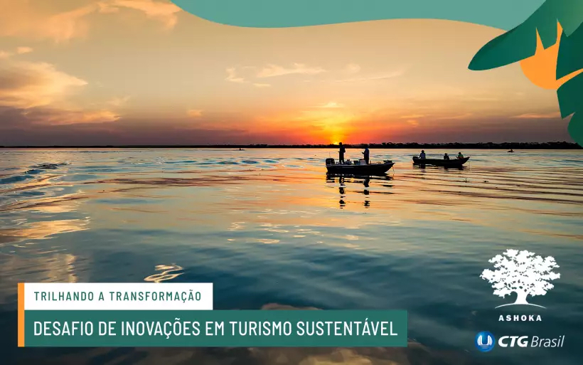 An photograph of two small boats on open water, silhouetted against a setting sun in the horizon in the background.