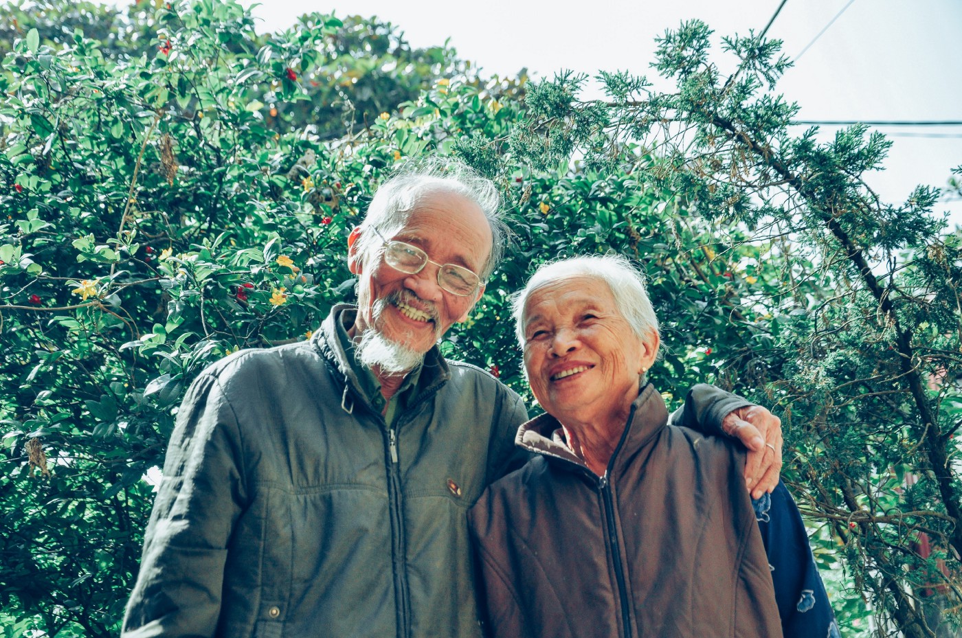 Senior couple smiling. 