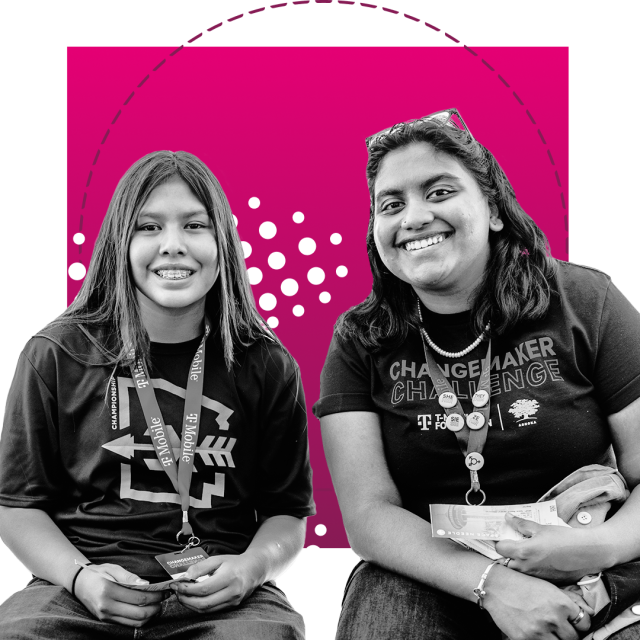 Two girls smiling